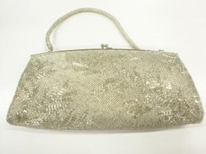 アンティーク　ビーズ草葉模様バッグ